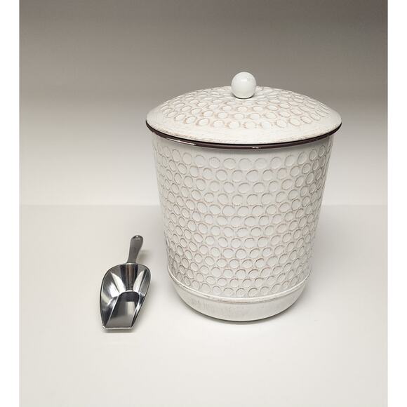 Better Homes & Gardens Antique Farmhouse-Style White  Ice Bucket Free Scoop - Picture 1 of 9